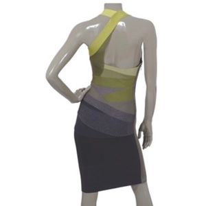 Herve Leger bandage lime grey dress